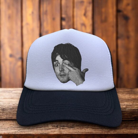 Paul McCartney Mens Trucker Hat Black Beatles Middle Finger Pop Art Baseball Cap - Picture 1 of 4